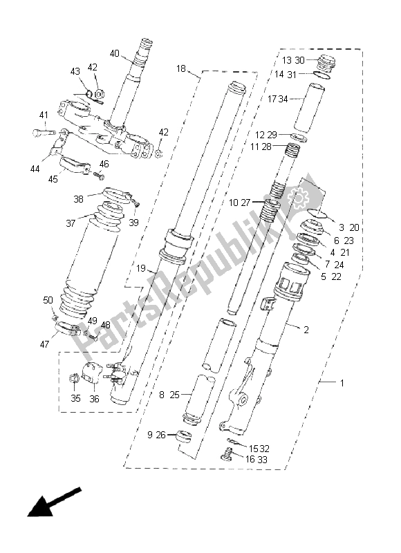 Tutte le parti per il Forcella Anteriore del Yamaha DT 125R 2004