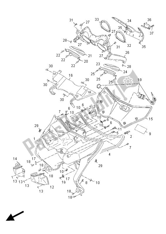 All parts for the Leg Shield of the Yamaha YP 250R X MAX 2012