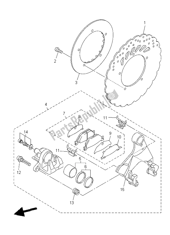 All parts for the Rear Brake of the Yamaha VMX 17 1700 2009