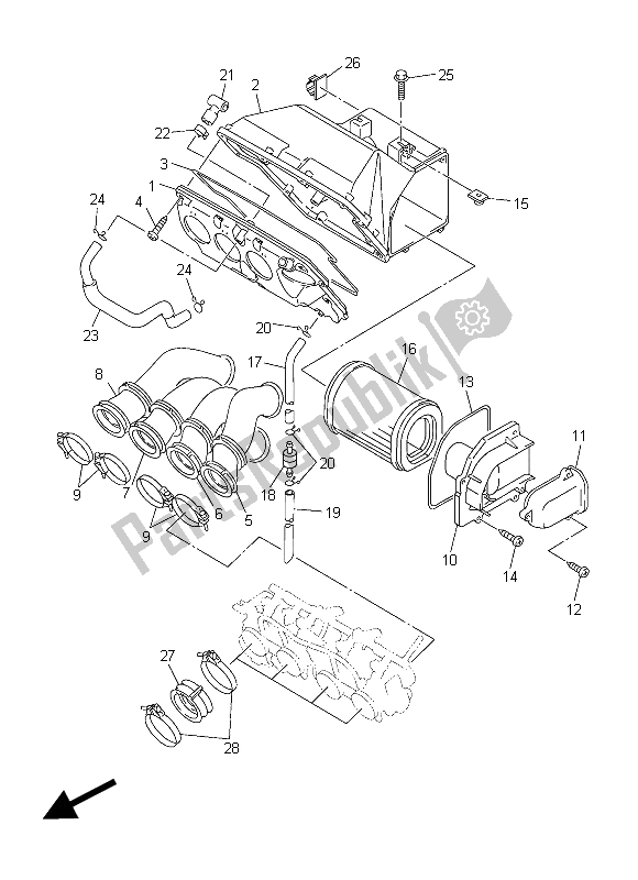 Todas as partes de Ingestão do Yamaha FJR 1300A 2015