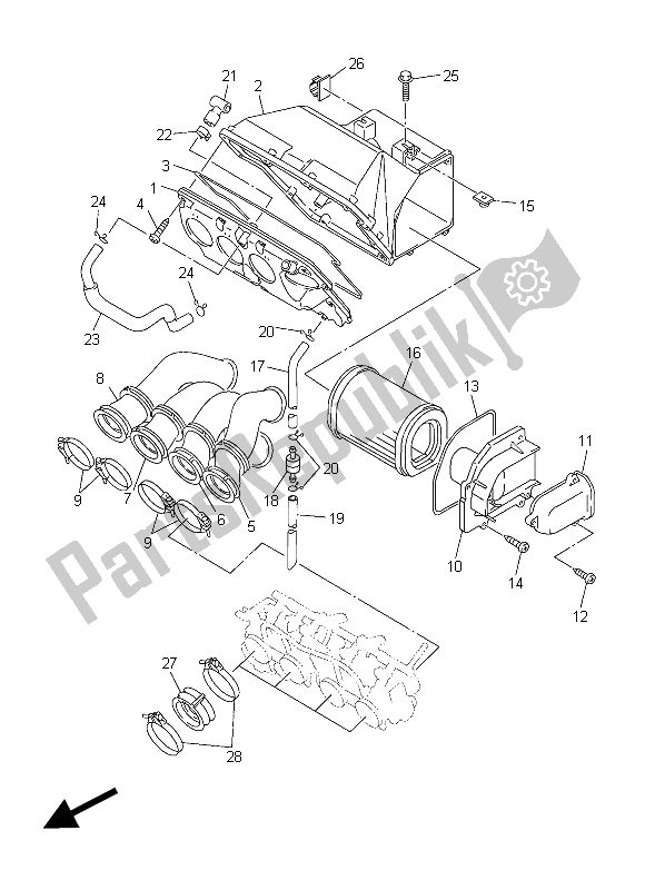 All parts for the Intake of the Yamaha FJR 1300A 2015