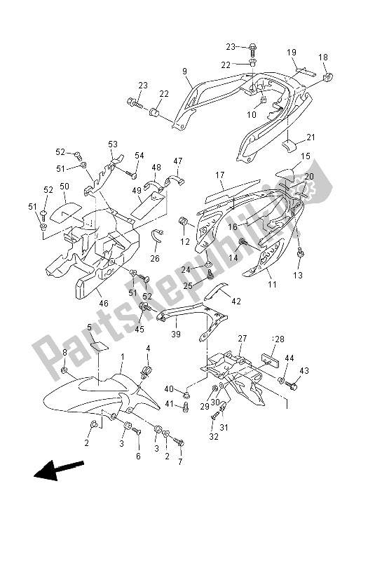 All parts for the Fender of the Yamaha FZ6 N 600 2004