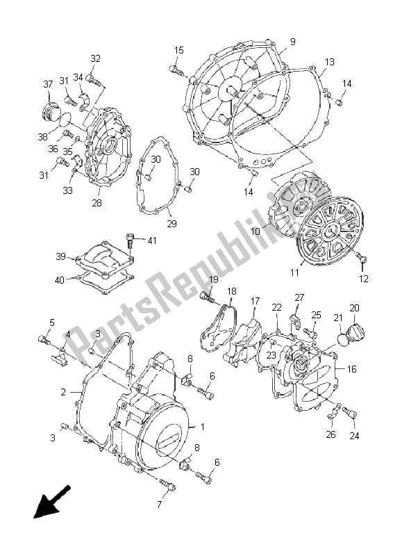 All parts for the Crankcase Cover 1 of the Yamaha FJR 1300 2001