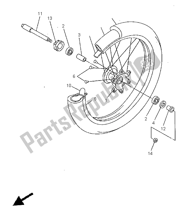 Toutes les pièces pour le Roue Avant du Yamaha WR 400F 1998