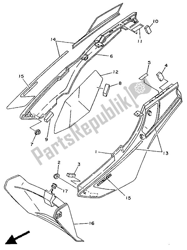 All parts for the Side Cover of the Yamaha TDR 125 1994