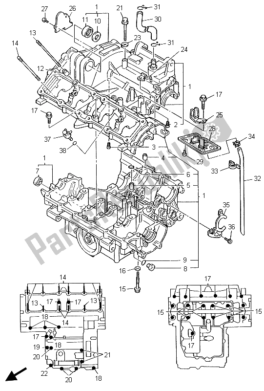 Todas las partes para Caja Del Cigüeñal de Yamaha YZF 600R Thundercat 1999