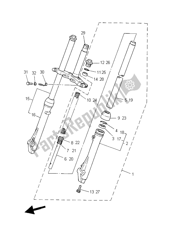 All parts for the Front Fork of the Yamaha PW 80 2006