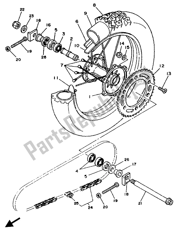 Todas las partes para Rueda Trasera de Yamaha YZ 125 LC 1992