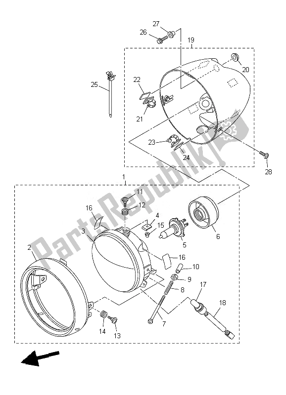 Wszystkie części do Reflektor Yamaha XVS 950A 2010