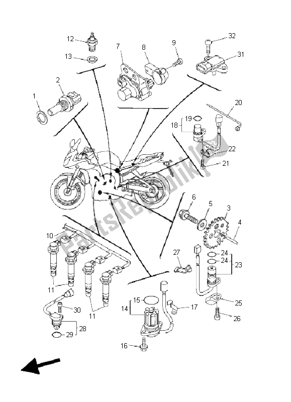 All parts for the Electrical 1 of the Yamaha FZ1 SA Fazer 1000 2009