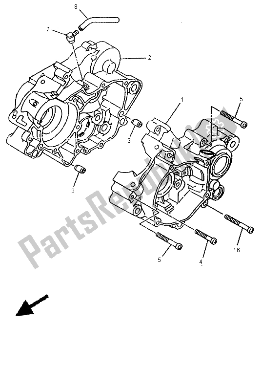 All parts for the Crankcase of the Yamaha YZ 80 LC 1997