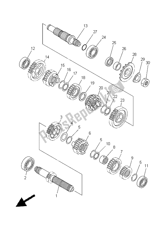 All parts for the Transmission of the Yamaha YZ 250 2014