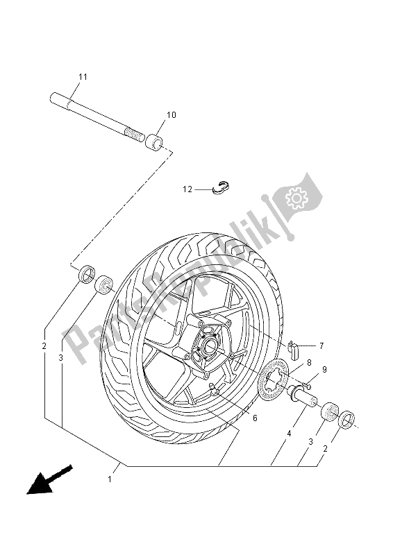 All parts for the Front Wheel of the Yamaha YP 250 RA 2015