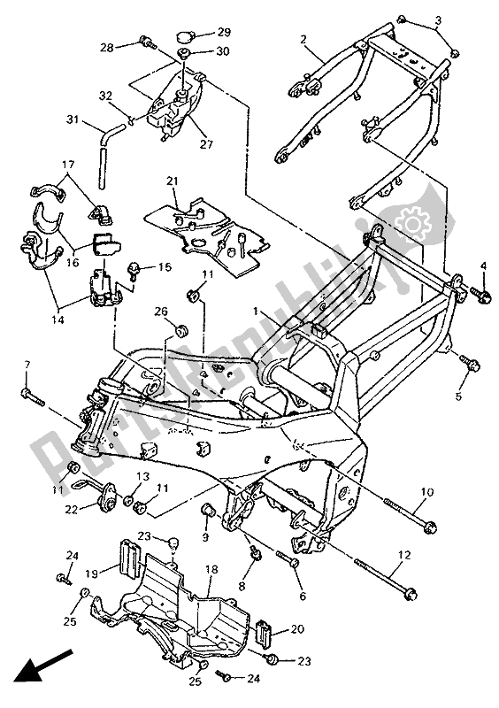 All parts for the Frame of the Yamaha FZR 600R 1994