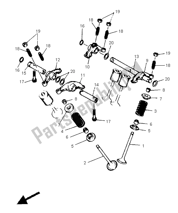 All parts for the Valve of the Yamaha XTZ 660 Tenere 1996