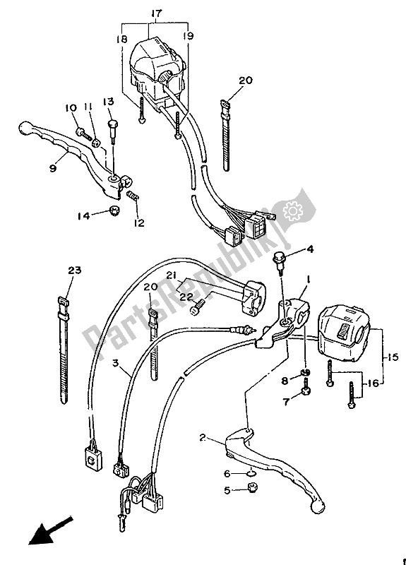 Todas las partes para Interruptor De Palanca Y Palanca (arriba) de Yamaha XV 535 Virago 1993