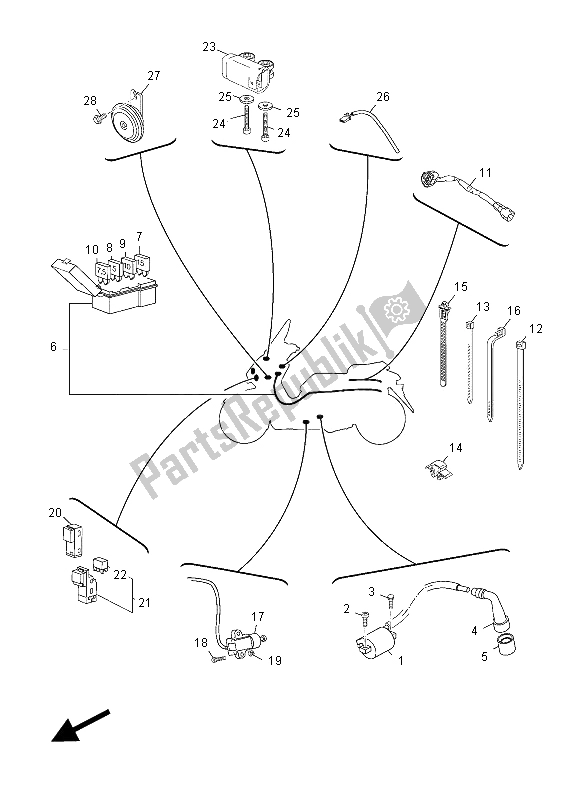 All parts for the Electrical 2 of the Yamaha YP 250R X MAX 2012