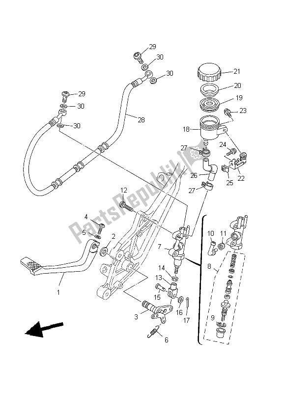 Todas las partes para Cilindro Maestro Trasero de Yamaha TDM 900 2002