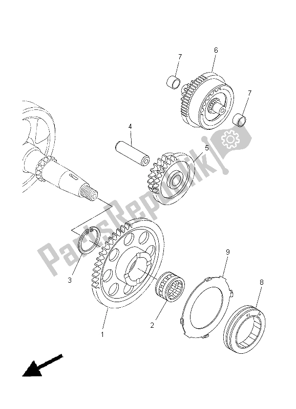 All parts for the Starter Clutch of the Yamaha WR 250X 2012