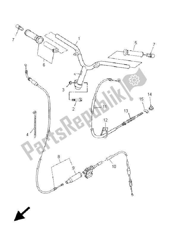 All parts for the Steering Handle & Cable of the Yamaha CS 50 RR LC JOG 2009