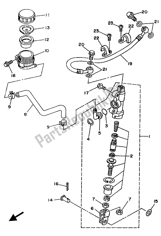 Toutes les pièces pour le Maître-cylindre Arrière du Yamaha YZ 80 LC LW 1994