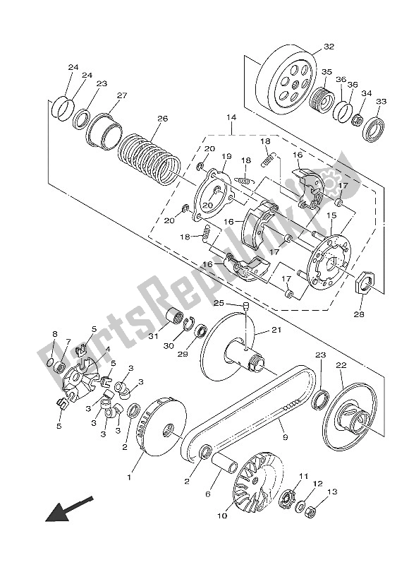 Tutte le parti per il Frizione del Yamaha MW 125 2016