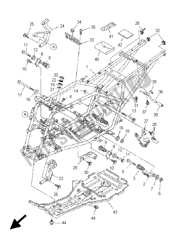 All parts for the Frame of the Yamaha YFM 350X Wolverine 2X4 2009