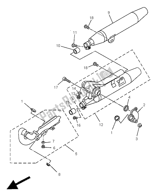 All parts for the Exhaust of the Yamaha XVS 650 Dragstar 1998