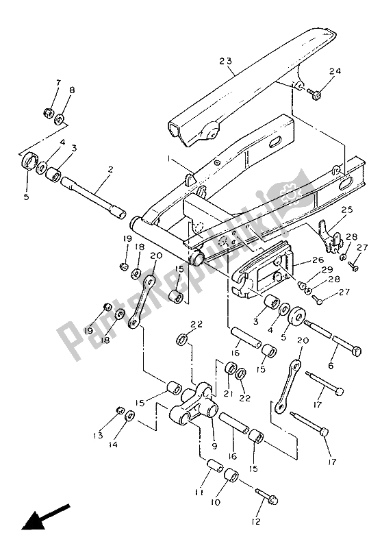 Tutte le parti per il Braccio Posteriore del Yamaha FZ 750 Genesis 1988