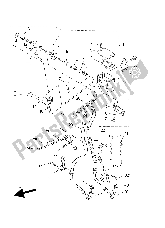 Toutes les pièces pour le Maître-cylindre Avant du Yamaha XJ 600S Diversion 2002