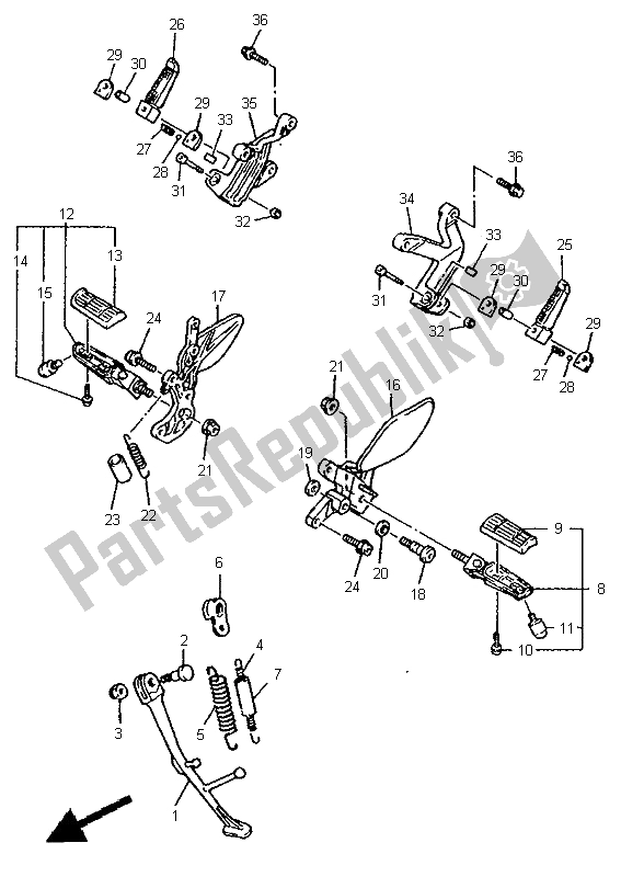 Tutte le parti per il Stand E Poggiapiedi del Yamaha YZF 600R Thundercat 1998