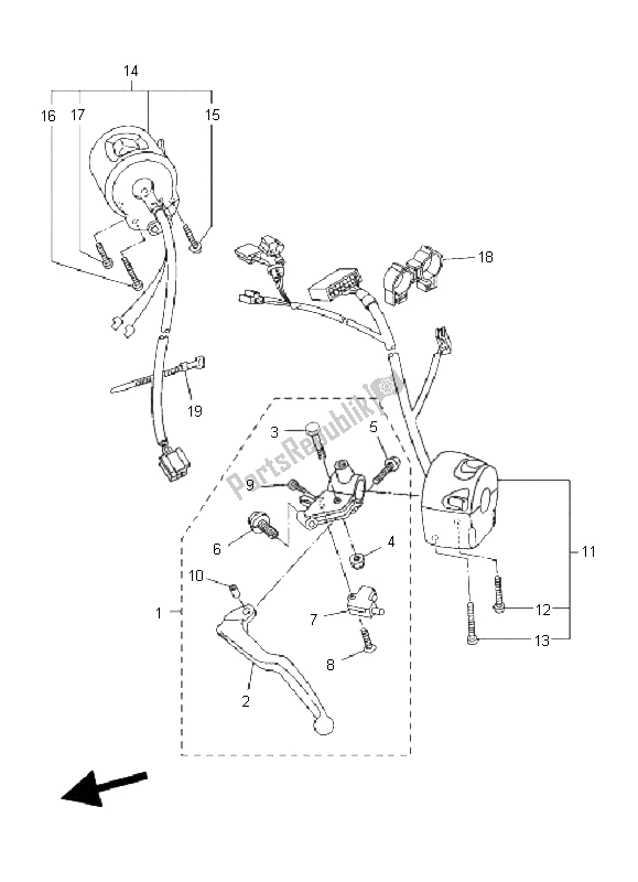 All parts for the Handle Switch & Lever of the Yamaha FZ6 NHG 600 2009