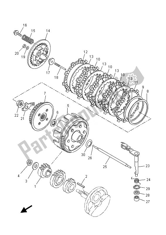 All parts for the Clutch of the Yamaha YZF R 125 2013