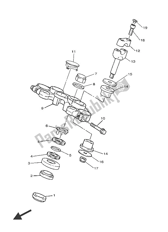 All parts for the Steering of the Yamaha SR 400 2016