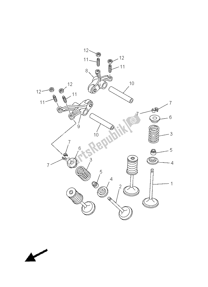 All parts for the Valve of the Yamaha YFM 550 Fwad Grizzly 2015