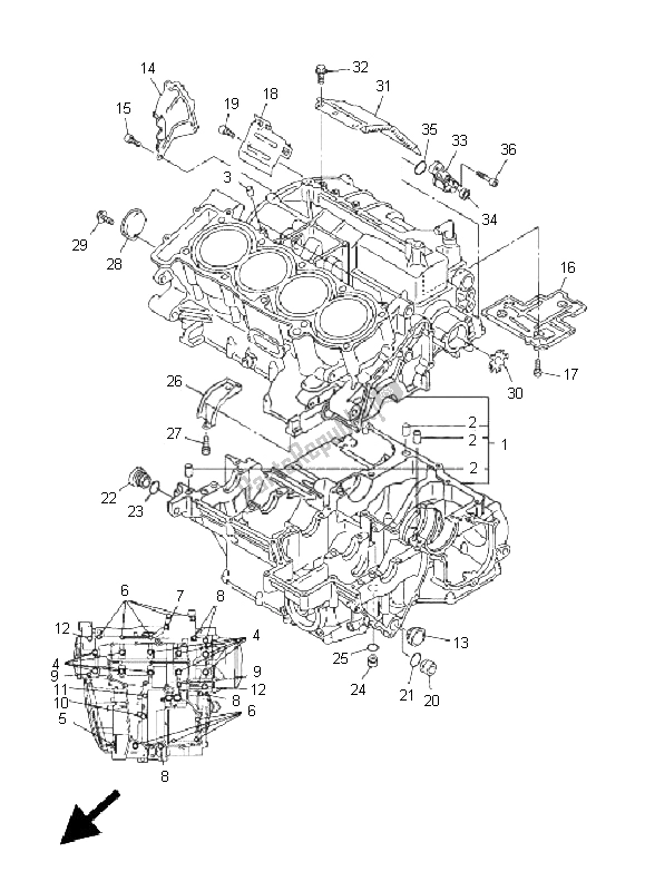 Tutte le parti per il Carter del Yamaha FJR 1300 AS 2011