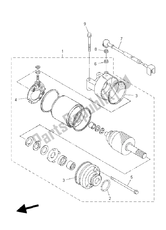 All parts for the Starting Motor of the Yamaha FZ6 Sahg 600 2009