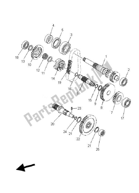 Tutte le parti per il Trasmissione del Yamaha YFM 350 Grizzly 2X4 2010