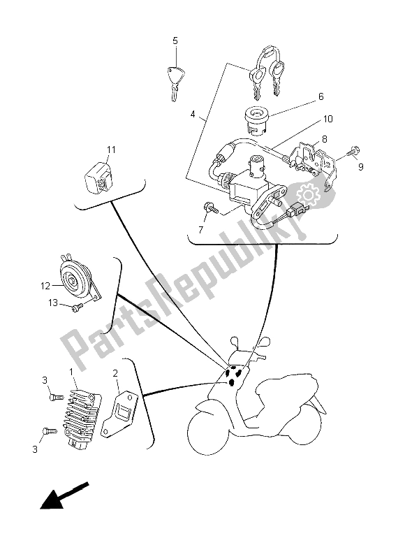 Todas las partes para Eléctrico 1 de Yamaha YN 50 FMU 2014