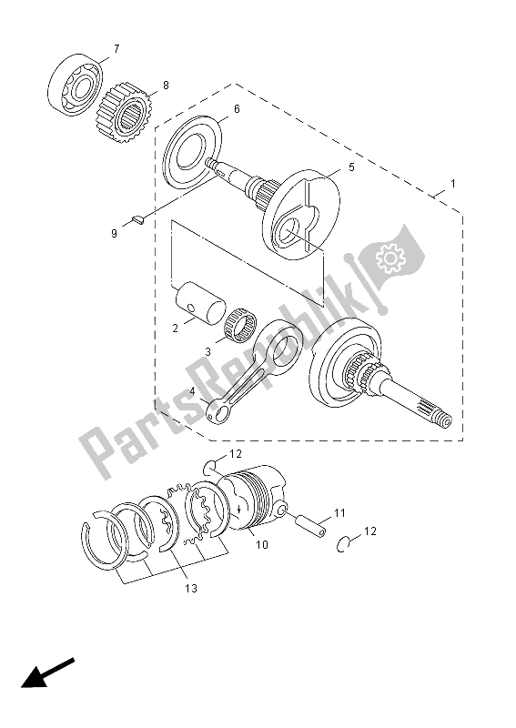 Toutes les pièces pour le Vilebrequin Et Piston du Yamaha YN 50F 2012