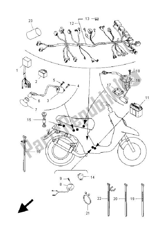 All parts for the Electrical 2 of the Yamaha CW 50N BWS 2005