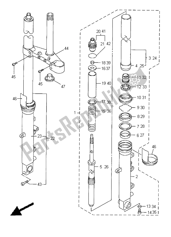 Tutte le parti per il Forcella Anteriore del Yamaha YZF R6 600 2000