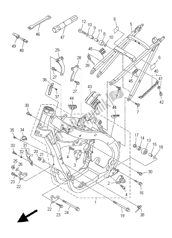 All parts for the Frame of the Yamaha YZ 450F 2015