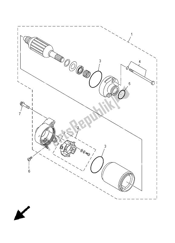 All parts for the Starting Motor of the Yamaha XT 125R 2005