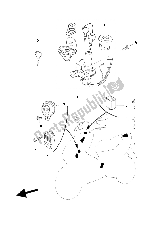 Todas las partes para Eléctrico 1 de Yamaha YQ 50 Aerox 2011