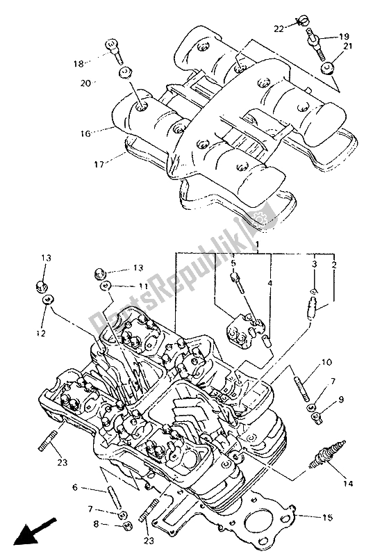 Alle onderdelen voor de Cilinderkop van de Yamaha XJ 600S Diversion 1994