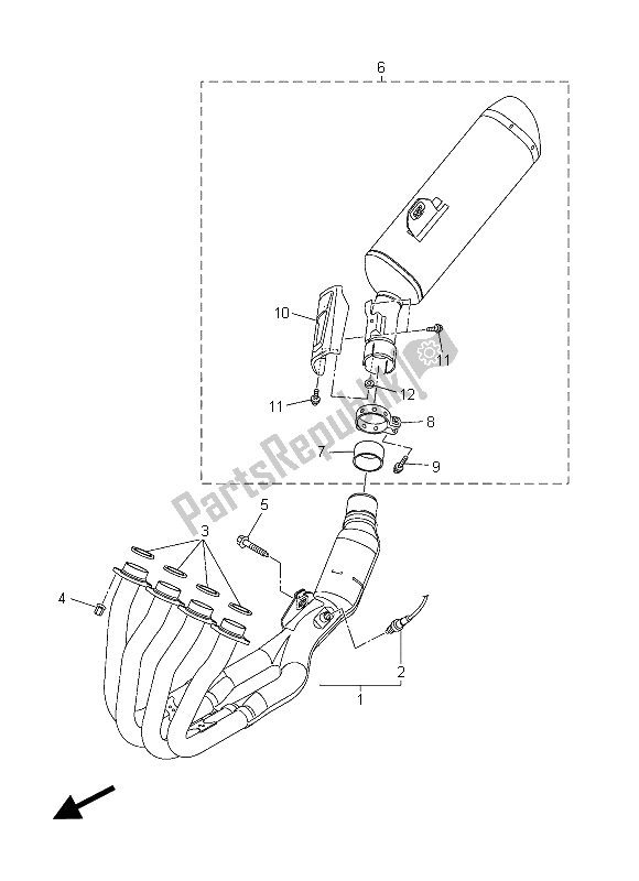 All parts for the Exhaust of the Yamaha FZ8 N 800 2015