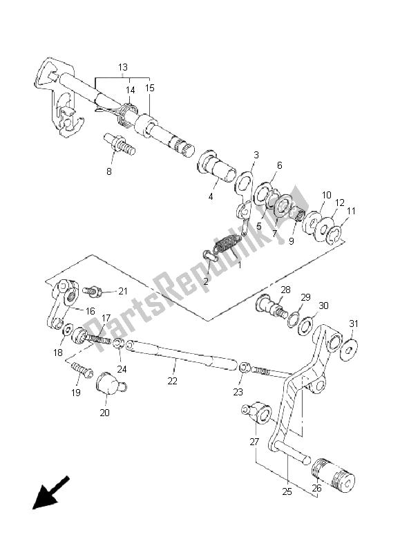 All parts for the Shift Shaft of the Yamaha FJR 1300 2001