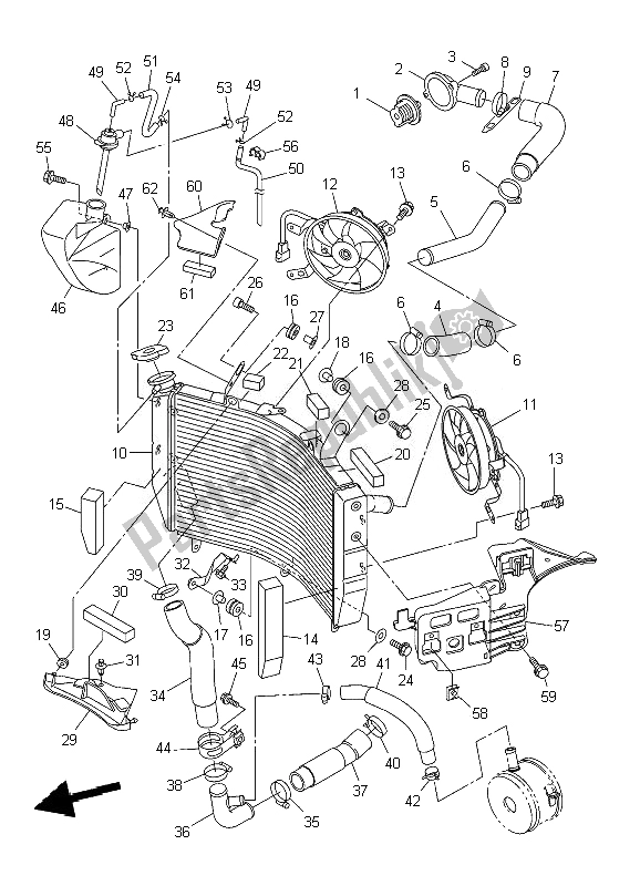Alle onderdelen voor de Radiator Slang van de Yamaha YZF R6 600 2010