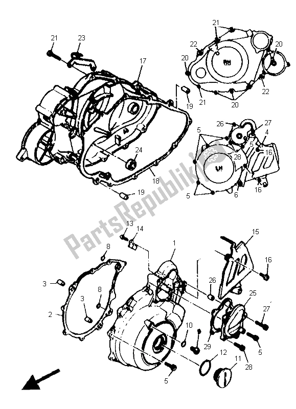 All parts for the Crankcase Cover 1 of the Yamaha XTZ 660 Tenere 1996